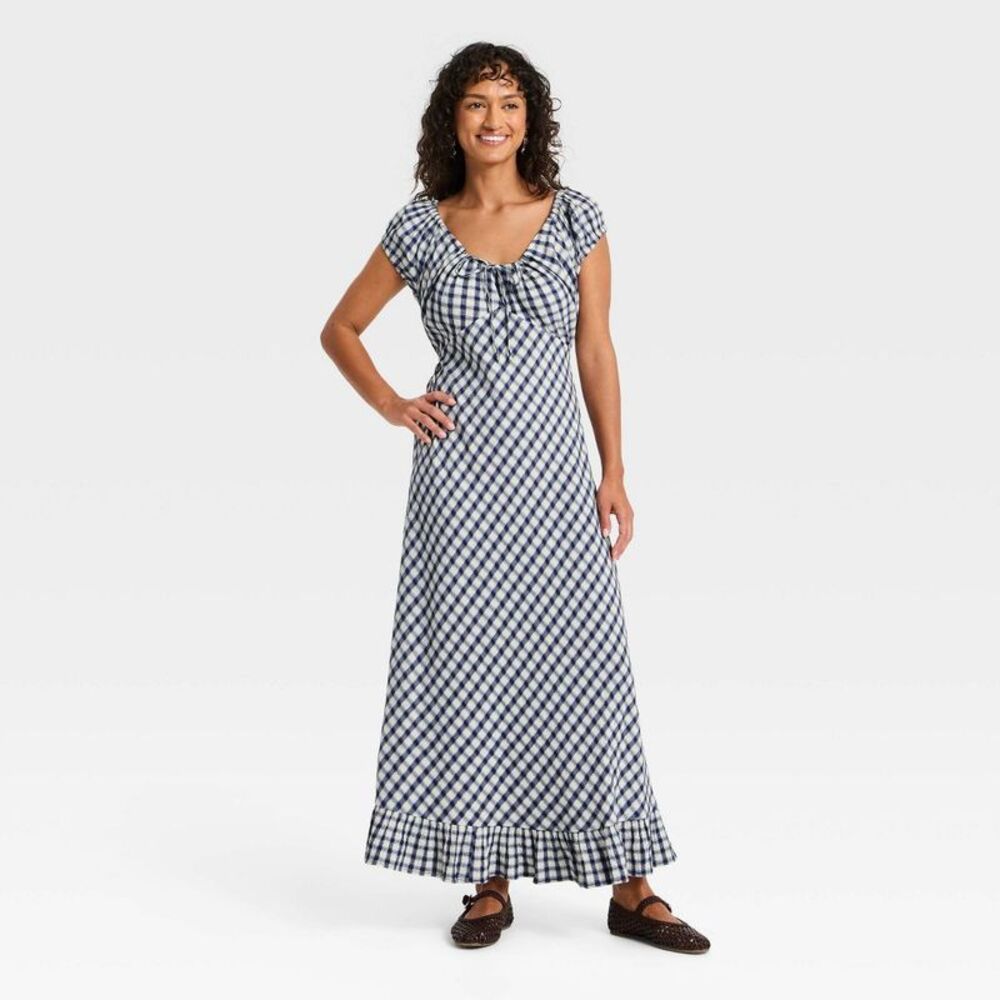 Universal Thread - Women's Puff Short Sleeve Ankle Sundress - Univers Blue